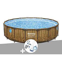 Kit piscine tubulaire ronde Bestway Power Steel avec hublots 5,49 x 1,22 m + Kit d'entretien Deluxe