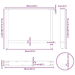 vidaXL Pieds de table basse blanc 2 pcs 100x(72-73) cm acier pas cher