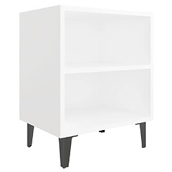 vidaXL Table de chevet avec pieds en métal blanc 40x30x50 cm