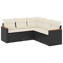 Maison Chic Salon de jardin 5 pcs avec coussins | Ensemble de Table et chaises | Mobilier d'Extérieur noir résine tressée -GKD87171 