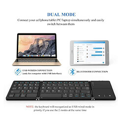 Avis Chrono Clavier, clavier pliable avec connexion filaire USB et Bluetooth, clavier pliable rechargeable portable mince silencieux UK Layout (noir)