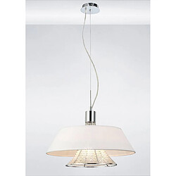 Luminaire Center Suspension Davina avec Abat jour blanc 3 Ampoules chrome poli/cristal