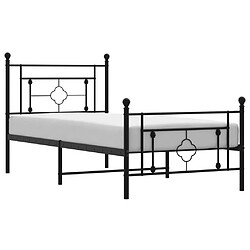 Maison Chic Cadre/structure de lit métal et tête de lit + pied de lit pour adulte - Lit Moderne Chambre noir 100x190 cm -MN82963