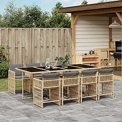 vidaXL Ensemble à manger de jardin et coussins 9 pcs mélange beige