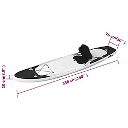 vidaXL Ensemble de planche SUP gonflable Noir 330x76x10 cm pas cher