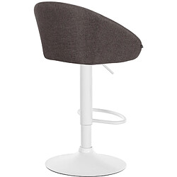 Decoshop26 Tabouret de bar assise pivotante à 360° hauteur réglable en tissu gris foncé piètement en métal blanc 10_0004775