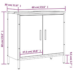 vidaXL Armoire lavabo de salle de bain chêne fumé 60x30x60 cm pas cher