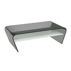 Avis Vente-Unique Table basse - Verre trempé noir - Tablette blanche laquée - KELLY