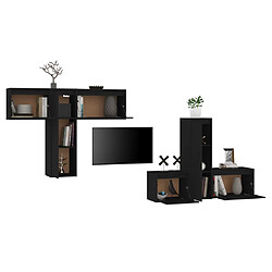 Avis vidaXL Meubles TV 6 pcs Noir Bois massif de pin