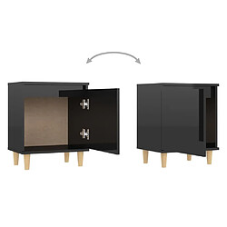 Maison Chic Lot de 2 Tables de chevet en bois Tables de Nuit Noir brillant 40x30x50 cm pas cher