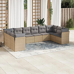 Maison Chic Salon de jardin avec coussins 10 pcs | Ensemble de Table et chaises | Mobilier d'Extérieur beige résine tressée -GKD30570