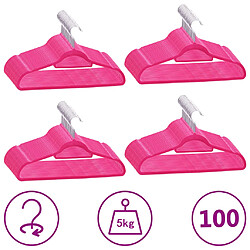 vidaXL Cintres antidérapants 100 pcs Rose Velours