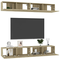 Avis Maison Chic Meubles TV 4 pcs | Banc TV Moderne pour salon | Meuble de Rangement Chêne sonoma 100x30x30 cm Aggloméré -MN38205