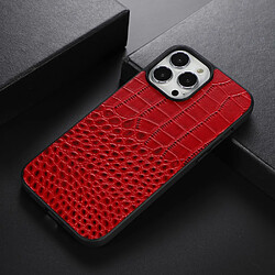 Coque en cuir véritable texture crocodile rouge pour votre iPhone 12 Pro Max 6.7 pouces