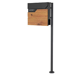 ML-Design Boîte aux lettres sur pied piedestal boîte postale anthracite avec aspect bois