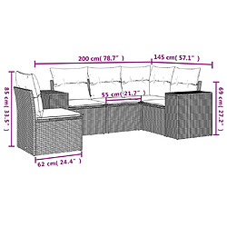 Avis vidaXL Salon de jardin avec coussins 5 pcs marron résine tressée