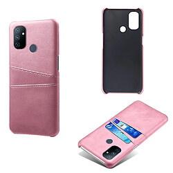 Coque en TPU + PU avec double porte-cartes or rose pour votre OnePlus Nord N100