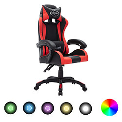 vidaXL Fauteuil de jeux vidéo avec LED RVB Rouge et noir Similicuir