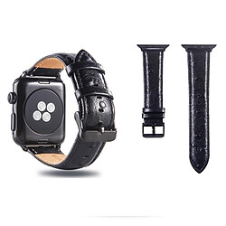 Wewoo Bande de montre en cuir véritable d'autruche pour Apple Watch Series 3 & 2 & 1 42mm noir 