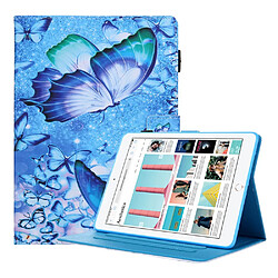 Etui en PU Impression de motifs avec porte-carte papillon bleu pour votre Apple iPad 10.2 (2020)/10.2 (2019)/Air 10.5 pouces (2019)/Pro 10.5 pouces (2017)