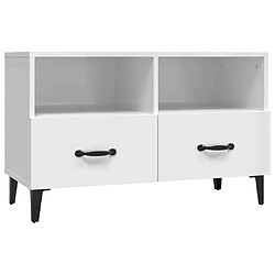 Maison Chic Meuble TV scandinave - Banc TV pour salon Blanc brillant 80x36x50 cm Bois d'ingénierie -MN42503