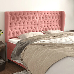 Maison Chic Tête de lit scandinave avec oreilles,meuble de chambre Rose 203x23x118/128 cm Velours -MN77797