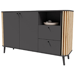 Bestmobilier Camberwell - buffet bas - gris et bois - 138 cm Camberwell - buffet bas - gris et bois - 138 cm - Bois / Gris