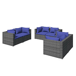 Maison Chic Salon de jardin 6 pcs + coussins - Mobilier/Meubles de jardin - Table et chaises d'extérieur résine tressée gris -MN49876