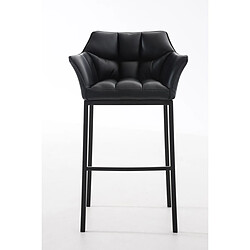 Decoshop26 Tabouret de bar chaise haute de comptoir couture carrées assise en PVC noir 4 pieds stables en métal noir 10_0004684