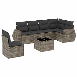 Maison Chic Salon de jardin avec coussins 7 pcs | Ensemble de Table et chaises | Mobilier d'Extérieur gris résine tressée -GKD46443