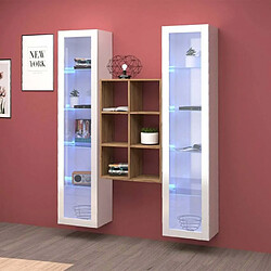 Ahd Amazing Home Design Meuble TV de salon 2 bibliothèques en bois blanc Kesia WH