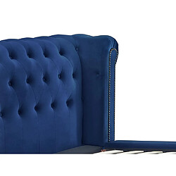 Avis Vente-Unique Lit chesterfield 160 x 200 cm - Velours - Bleu roi + Matelas - TONGERLA