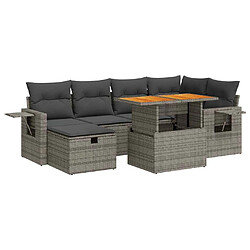 vidaXL Salon de jardin avec coussins 8 pcs gris résine tressée acacia