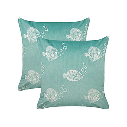 Beliani Lot de 2 coussins SOLIDAGO Velours 45 x 45 cm Animal Vert