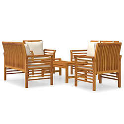 Maison Chic Salon de jardin 5 pcs + coussins - Mobilier/Meubles de jardin - Table et chaises d'extérieur Bois massif d'acacia -MN35013