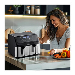 Friteuse sans huile - ARTHUR MARTIN - Airfryer AMPF9 - 2 cuves de 4,5L - 2000W - Affichage LED pas cher