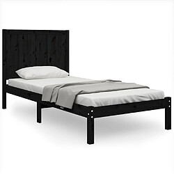 vidaXL Cadre de lit sans matelas noir 75x190 cm bois de pin massif