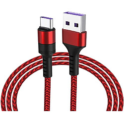 Cables X2 USB / Type-C Charge Rapide 3A Nylon Renforce Rouge 1m Pour Samsung A13 / A33 / A53 / S22 / S22 Plus / S22 Ultra Little Boutik®