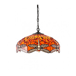 Interiors 1900 Suspension 41 cm Dragonfly Flame, verre et métal