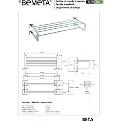 Bemeta - Maison De La Tendance Etagère, porte-serviette BETA en chrome 65,5x 16 x 22,5cm