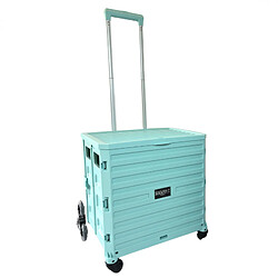 Secury-T Chariot de courses 8 roues - Pliable - Plastique - Avec Couvercle - Bleu Turquoise - 70Kg