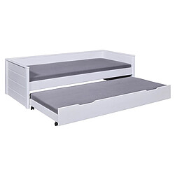 Avis Pegane Lit multi fonction pour enfant en bois coloris blanc, couchage 90x200 avec sommier - longueur 208 x profondeur 98 x hauteur 60 cm