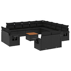 Maison Chic Salon de jardin avec coussins 14 pcs | Ensemble de Table et chaises | Mobilier d'Extérieur noir résine tressée -GKD16830