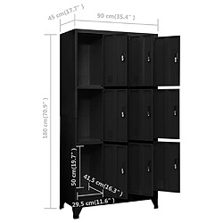 vidaXL Armoire à casiers Noir 90x45x180 cm Acier pas cher