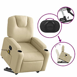 Maison Chic Fauteuil Relax pour salon, Fauteuil inclinable de massage Crème Tissu -GKD52045 pas cher