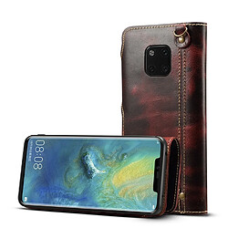 Wewoo Housse Coque Pour Huawei Mate 20 Pro Denior Oil Wax Cuir de vachette Bouton magnétique Étui à rabat horizontal en avec fentes cartes et portefeuille rouge foncé