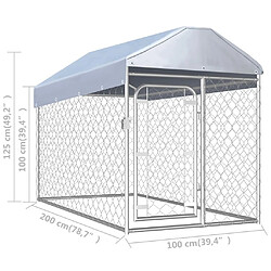 Helloshop26 Chenil extérieur cage enclos parc animaux chien d'extérieur avec toit pour chiens 125 cm 02_0000325