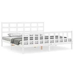 Maison Chic Lit adulte - Cadre Structure de lit avec tête de lit Contemporain blanc 200x200 cm bois massif -MN77548