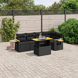 Maison Chic Ensemble Tables et chaises d'extérieur 6pcs avec coussins,Salon de jardin noir résine tressée -GKD597439