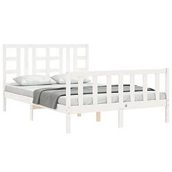 Acheter Maison Chic Cadre/structure de lit avec tête de lit pour adulte - Lit Moderne Chambre blanc King Size bois massif -MN97973